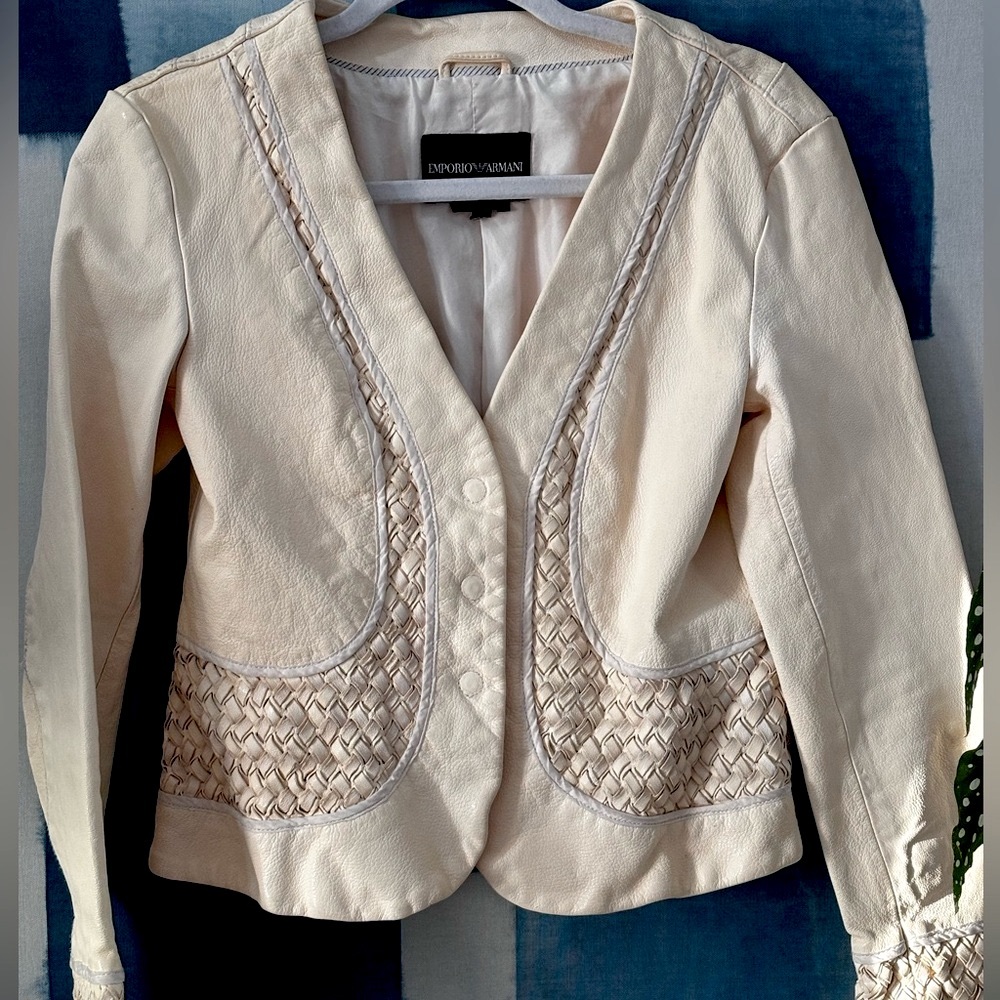 Vintage cream Armani leather jacket